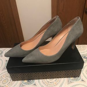 Charles David Gray Suede Snakeskin Pumps